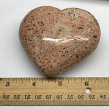 295.2g,2.8"x3.2"x1.5", Pink Peach Moonstone Heart Crystal Polished Reiki,B17480