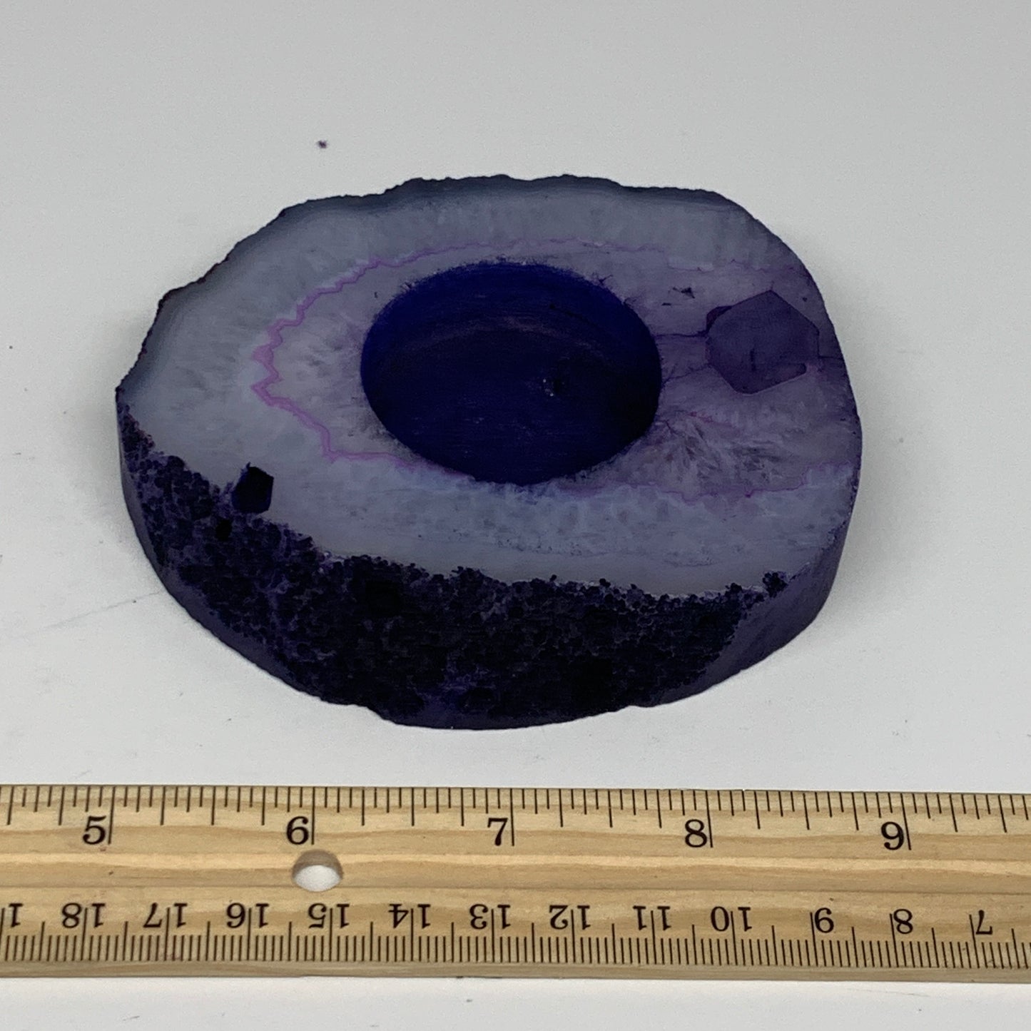 288.8g, 4.1"x3.9"x0.7", Dyed Agate Tea Light Candle Holder Crystal, B25580