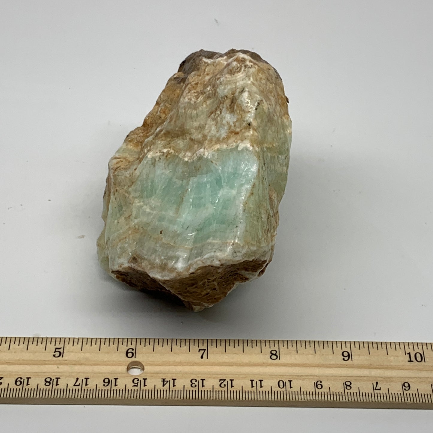 703g,4.7"x3.9"x2.5", Rough Pistachio Calcite Chunk Mineral @Afghanistan, B24589