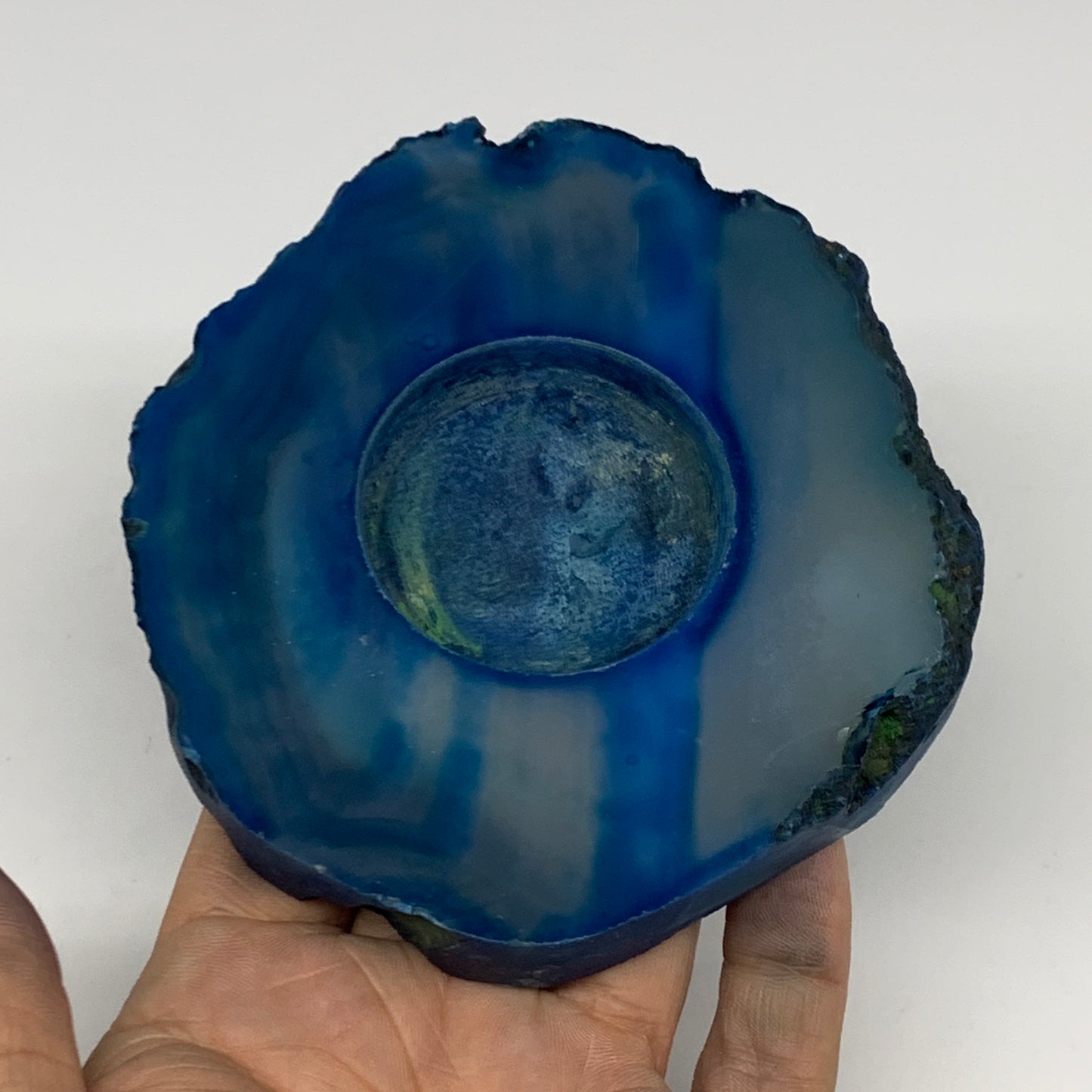 280.1g, 4.1"x3.9"x0.6", Dyed Agate Tea Light Candle Holder Crystal, B25581