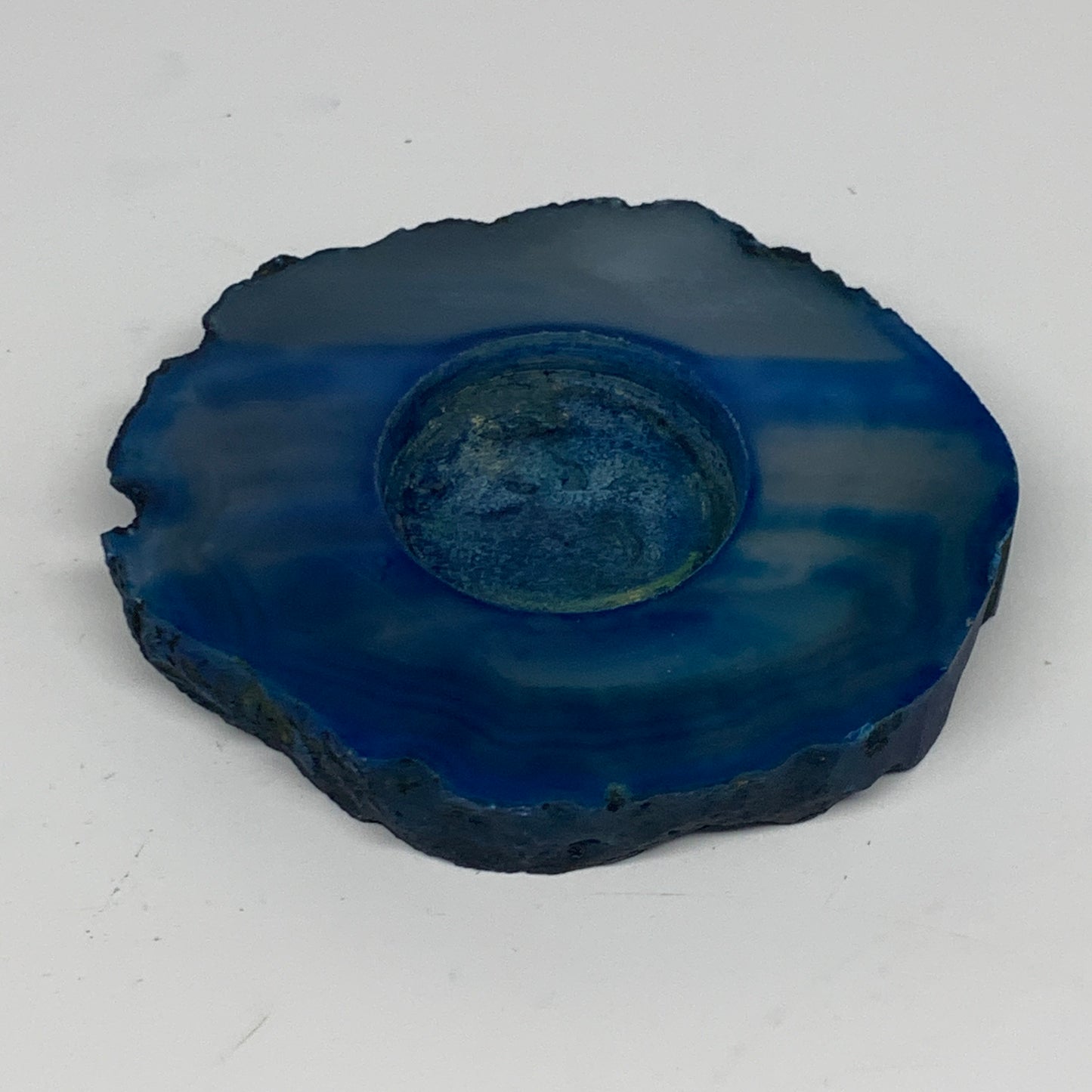 280.1g, 4.1"x3.9"x0.6", Dyed Agate Tea Light Candle Holder Crystal, B25581