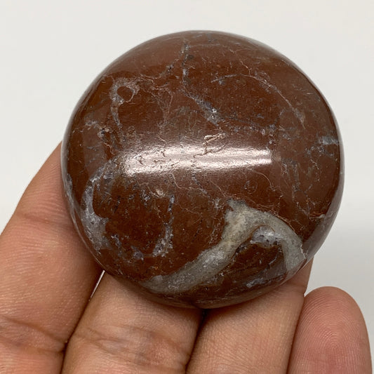 53.8g, 1.8"x0.7", Natural Untreated Red Shell Fossils Round Palms-tone, F1137