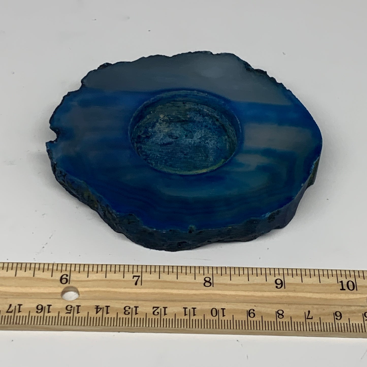 280.1g, 4.1"x3.9"x0.6", Dyed Agate Tea Light Candle Holder Crystal, B25581