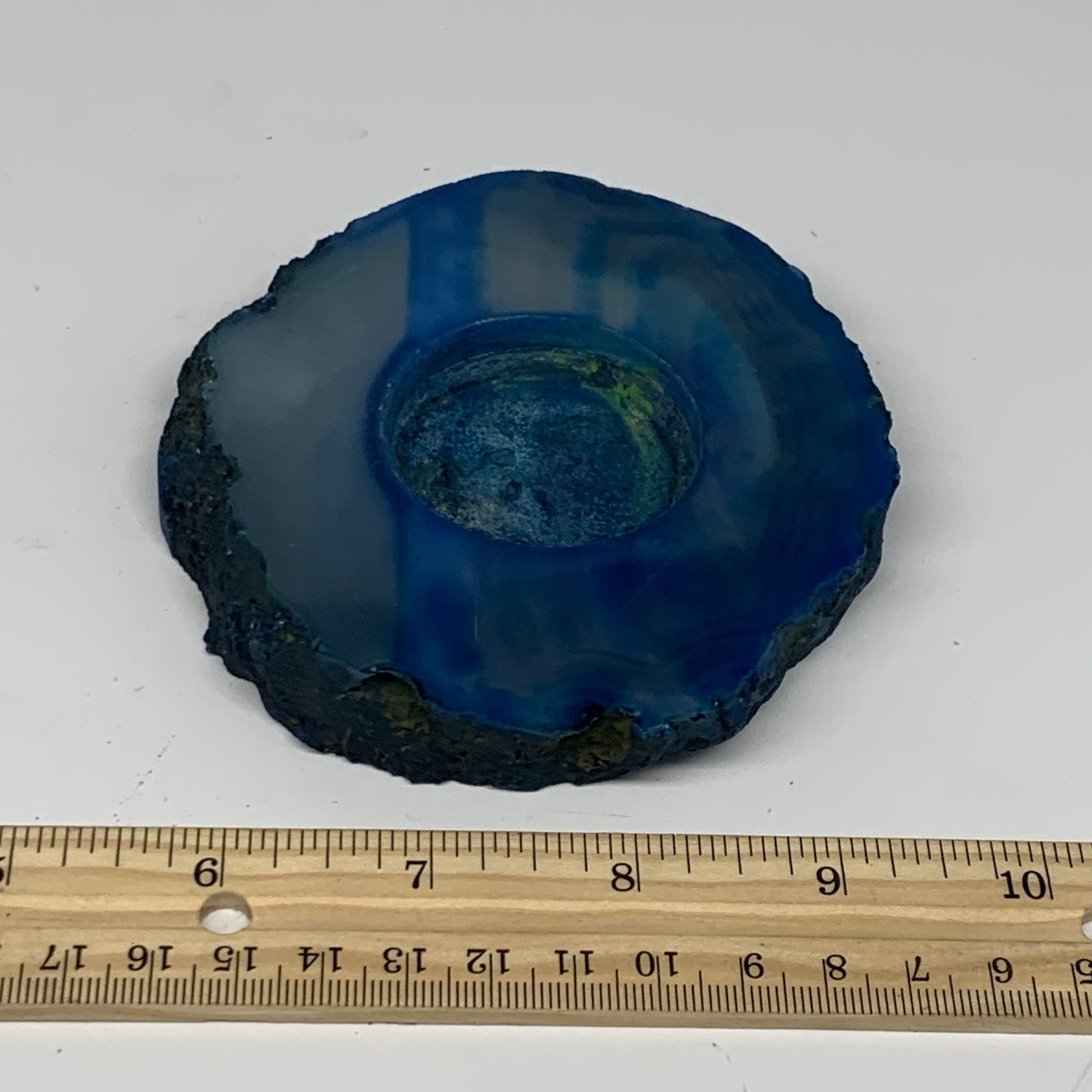 280.1g, 4.1"x3.9"x0.6", Dyed Agate Tea Light Candle Holder Crystal, B25581