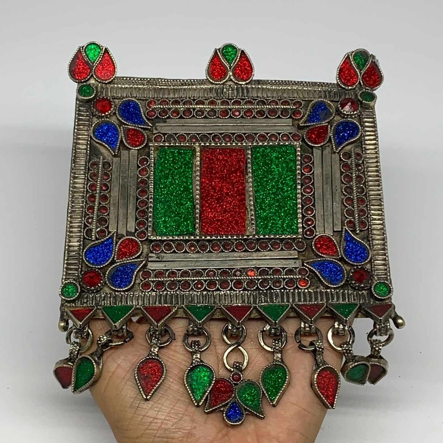 255.4g, 7"x5.3", Kuchi Pendant Large Ethnic Tribal Gypsy, ATS, @Afghanistan,B143