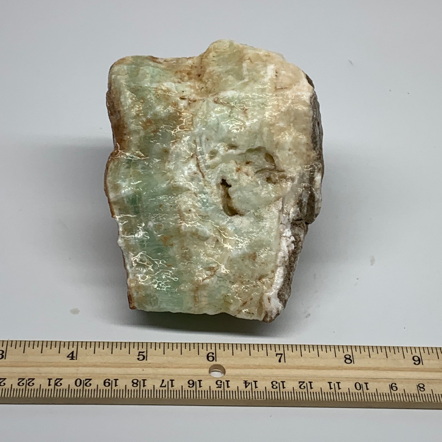 768g,4.4"x3.3"x2.4", Rough Pistachio Calcite Chunk Mineral @Afghanistan, B24590