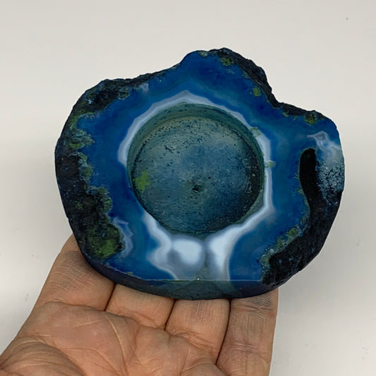 186.5g, 3.6"x3.4"x0.6", Dyed Agate Tea Light Candle Holder Crystal, B25582