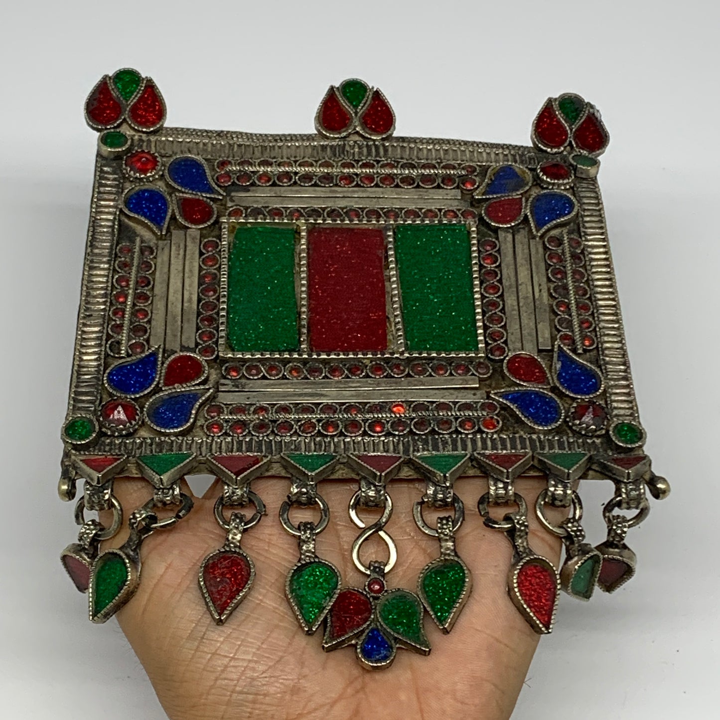 255.4g, 7"x5.3", Kuchi Pendant Large Ethnic Tribal Gypsy, ATS, @Afghanistan,B143