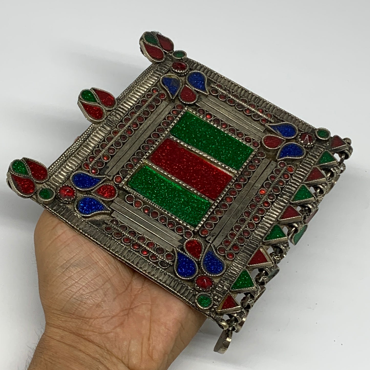 255.4g, 7"x5.3", Kuchi Pendant Large Ethnic Tribal Gypsy, ATS, @Afghanistan,B143