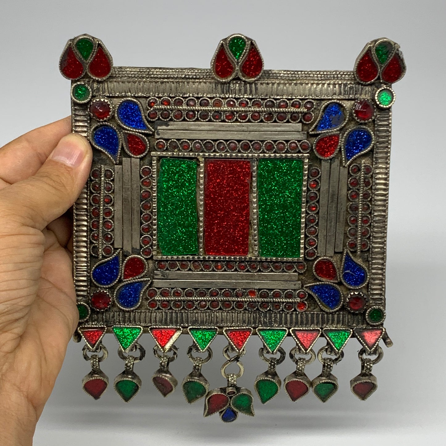 255.4g, 7"x5.3", Kuchi Pendant Large Ethnic Tribal Gypsy, ATS, @Afghanistan,B143