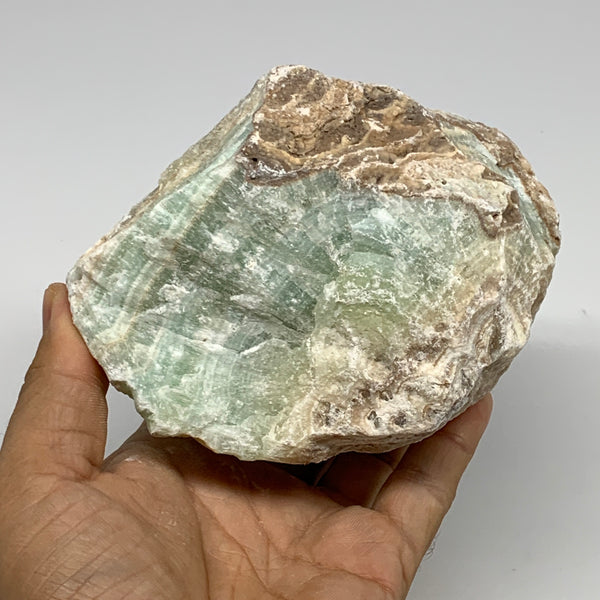 1175g,4.9"x4"x3.6", Rough Pistachio Calcite Chunk Mineral @Afghanistan, B24591