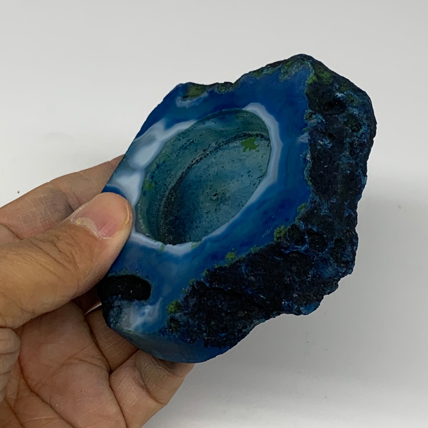 186.5g, 3.6"x3.4"x0.6", Dyed Agate Tea Light Candle Holder Crystal, B25582