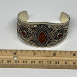 33.9g, 1.6" Red Carnelian Turkmen Cuff Bracelet Tribal Small Marquise, B13442