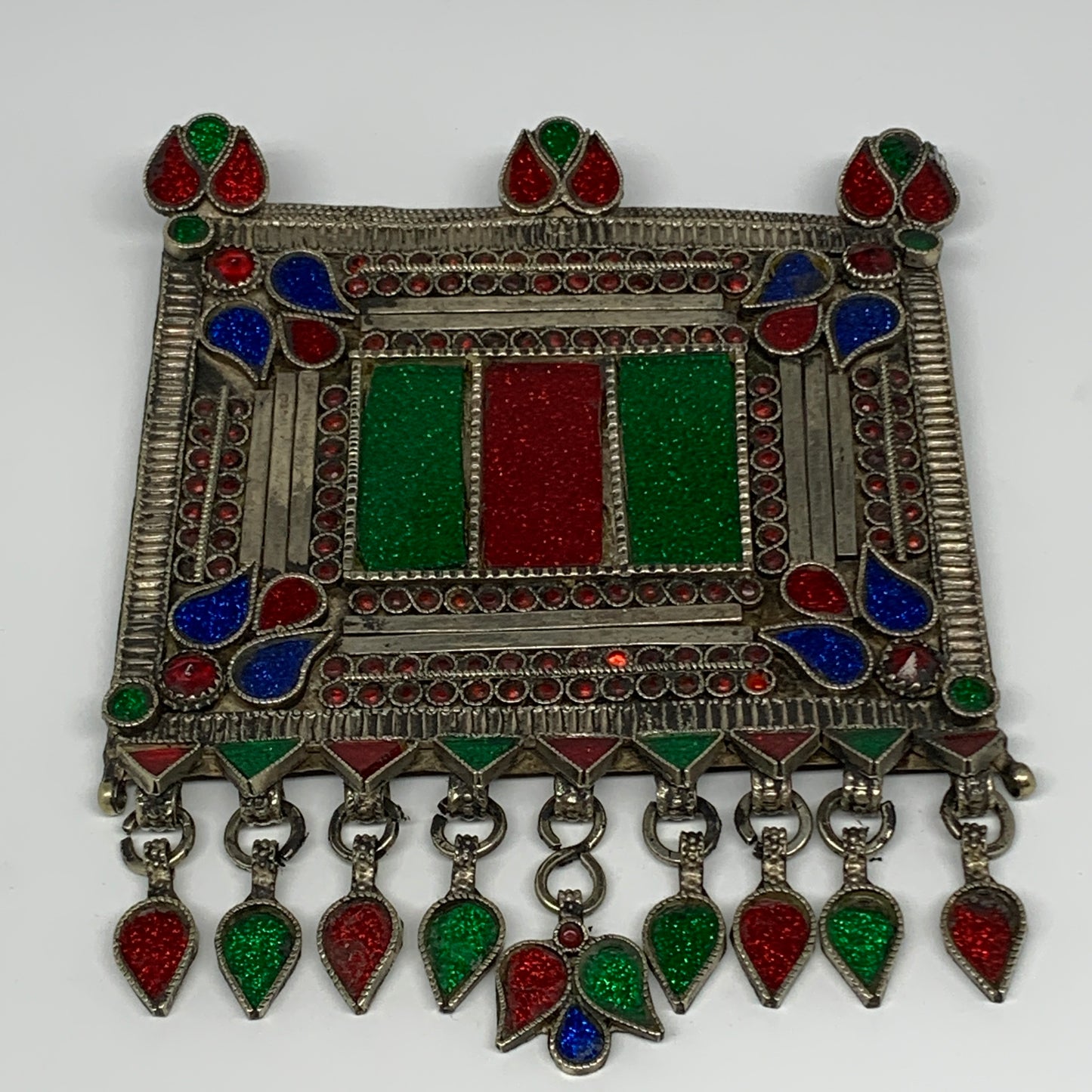 255.4g, 7"x5.3", Kuchi Pendant Large Ethnic Tribal Gypsy, ATS, @Afghanistan,B143