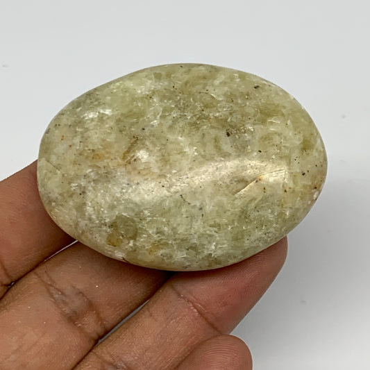 62.7g, 2.1"x1.6"x0.8", Natural Yellow Calcite Palm-Stone Crystal Polished Reiki,