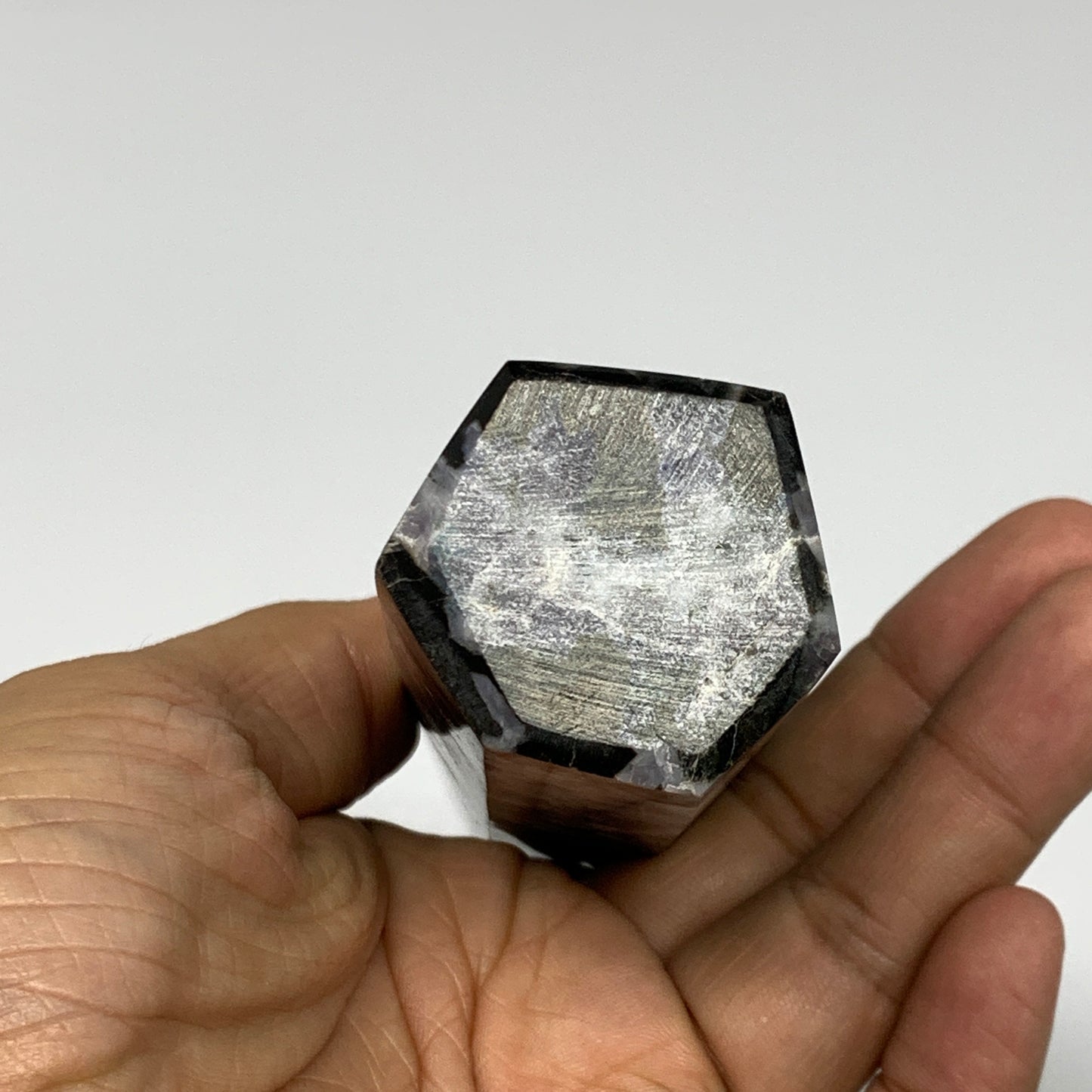 345.4g, 6.8" x 1.5" x 1.2" Indigo Gabro Merlinite Point Tower @Madagascar,B18346