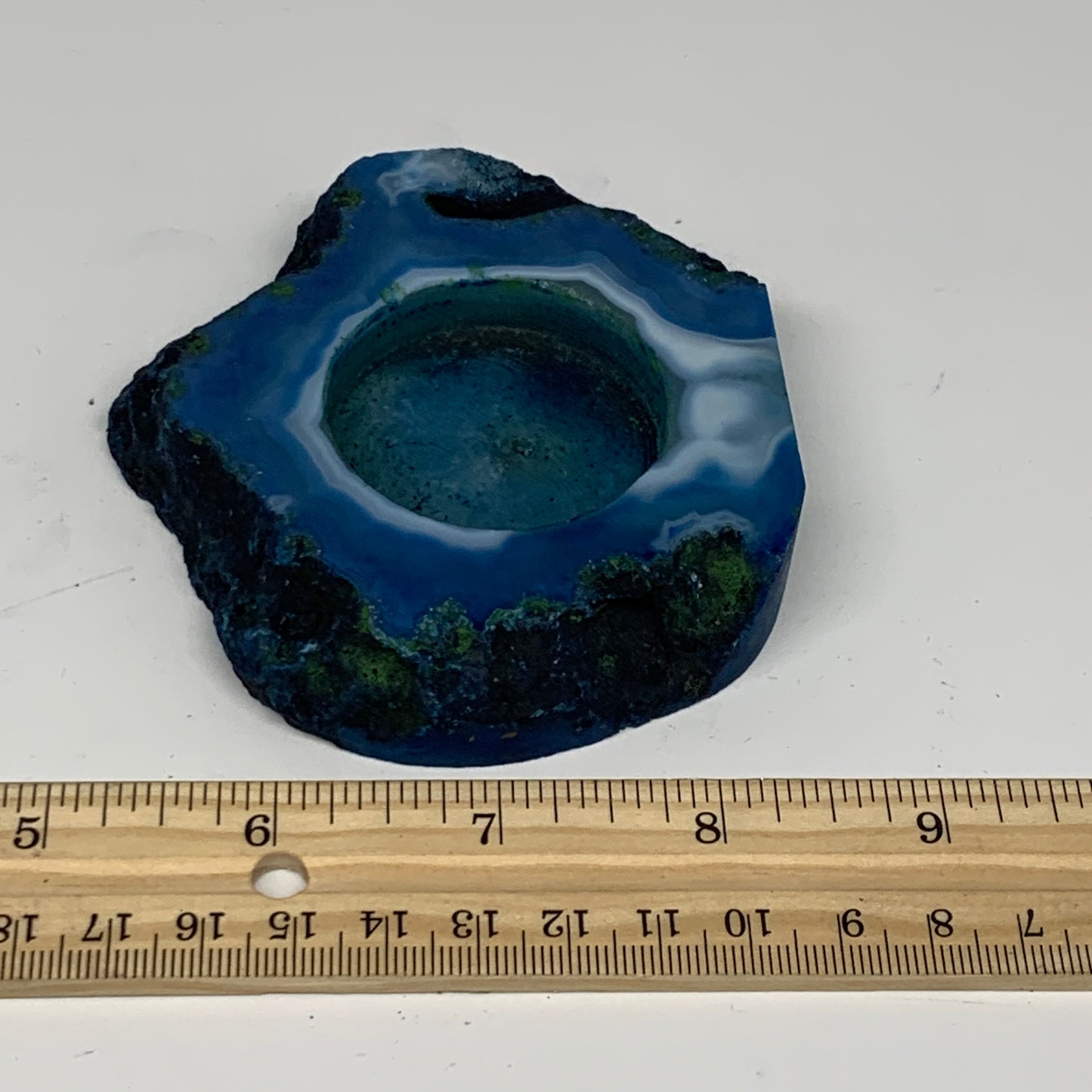 186.5g, 3.6"x3.4"x0.6", Dyed Agate Tea Light Candle Holder Crystal, B25582