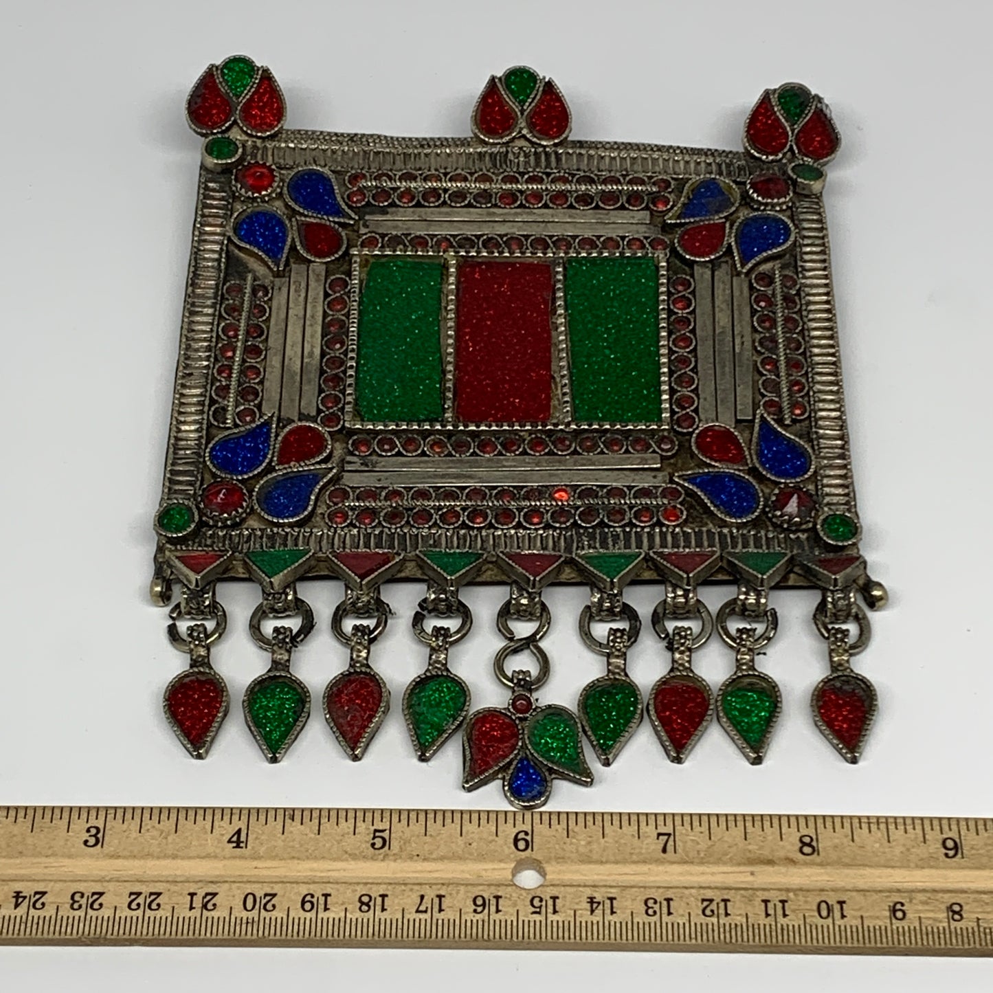 255.4g, 7"x5.3", Kuchi Pendant Large Ethnic Tribal Gypsy, ATS, @Afghanistan,B143