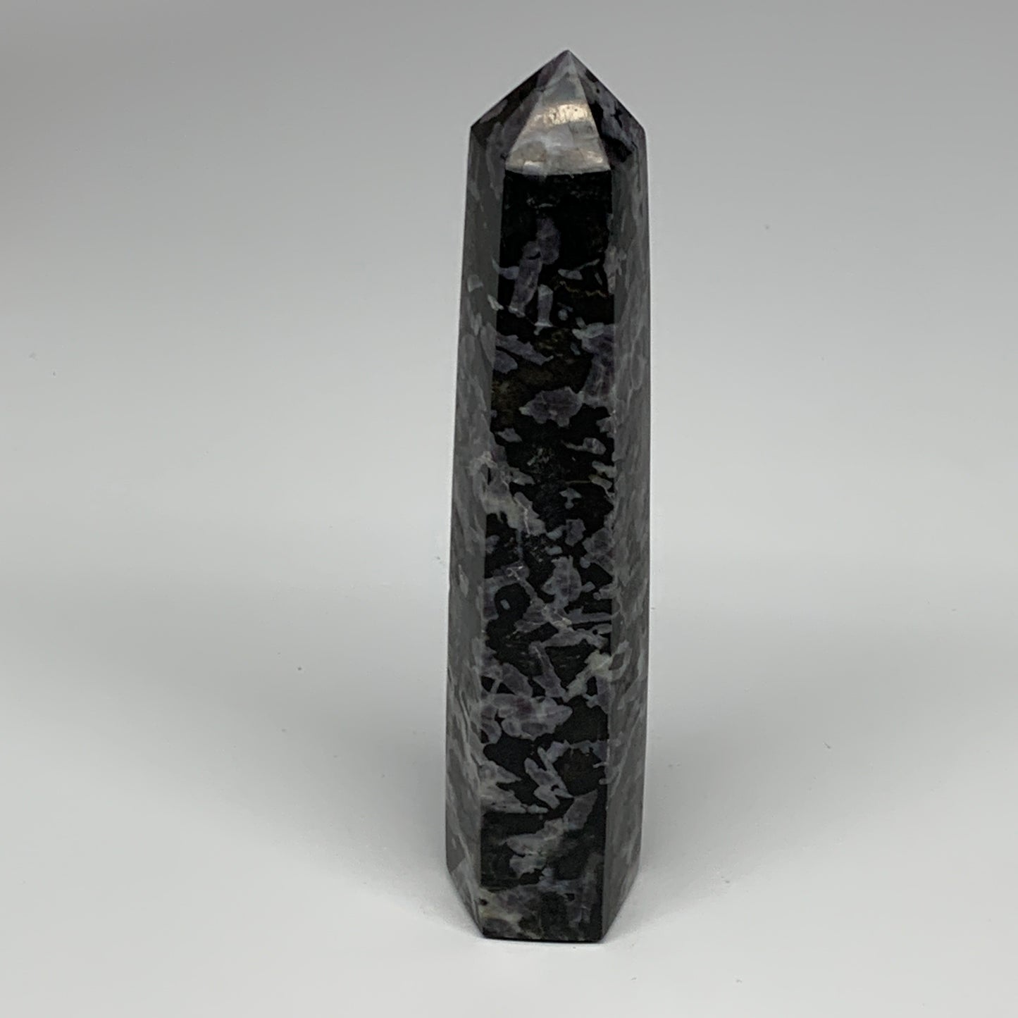 345.4g, 6.8" x 1.5" x 1.2" Indigo Gabro Merlinite Point Tower @Madagascar,B18346