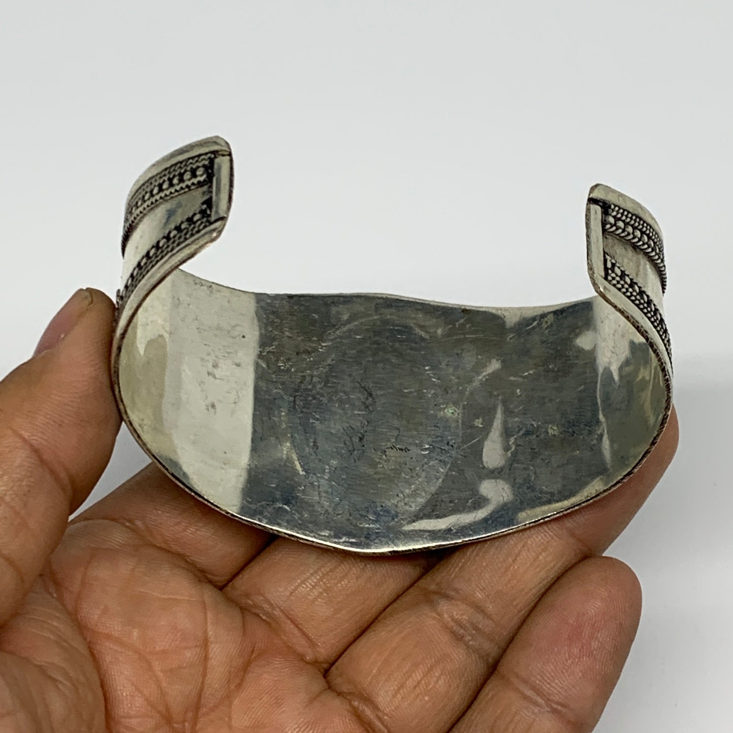 32.6g, 1.6" Red Carnelian Turkmen Cuff Bracelet Tribal Small Marquise, B13443