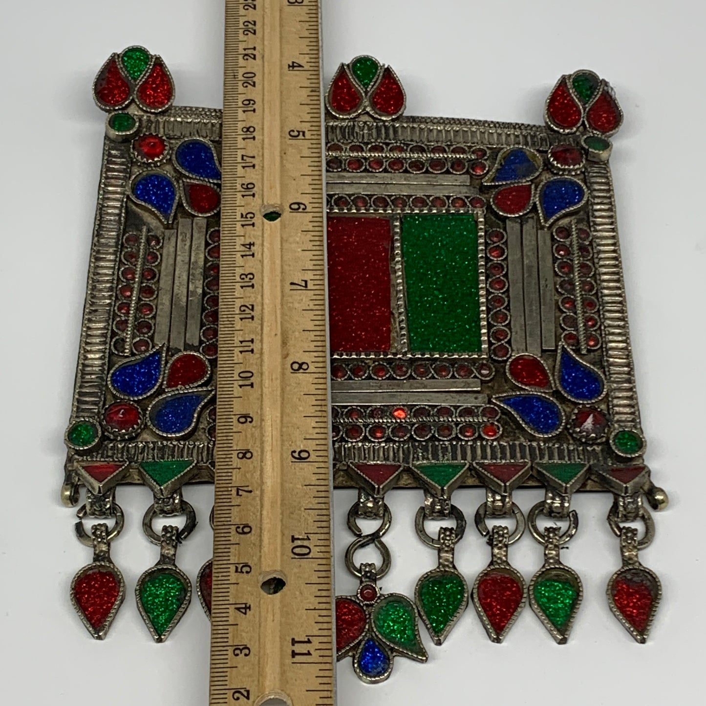 255.4g, 7"x5.3", Kuchi Pendant Large Ethnic Tribal Gypsy, ATS, @Afghanistan,B143