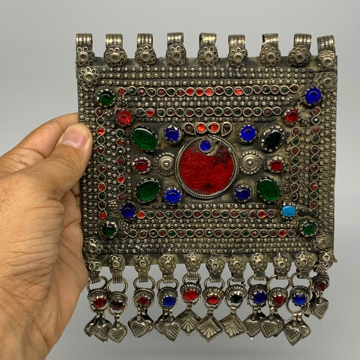 292.6g, 7"x5.5", Kuchi Pendant Large Ethnic Tribal Gypsy, ATS, @Afghanistan,B143