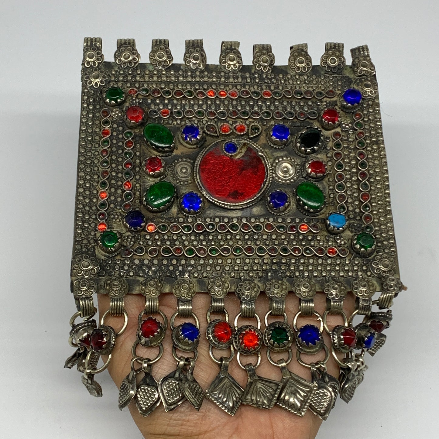 292.6g, 7"x5.5", Kuchi Pendant Large Ethnic Tribal Gypsy, ATS, @Afghanistan,B143