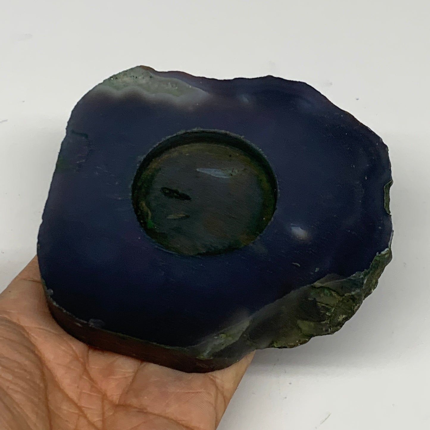 308.2g, 4"x3.9"x0.7", Dyed Agate Tea Light Candle Holder Crystal, B25584