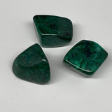 163.2g, 1.2"-1.5",3pcs, Natural Small Malachite Tumbled Polished Gemstone, B7456