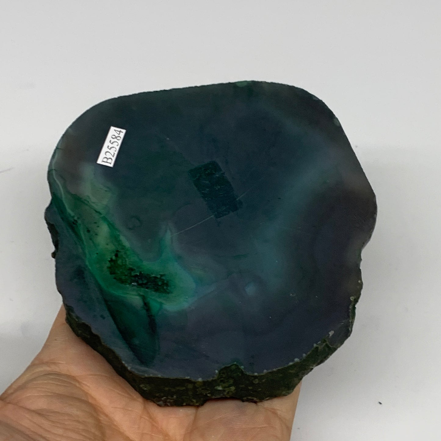 308.2g, 4"x3.9"x0.7", Dyed Agate Tea Light Candle Holder Crystal, B25584