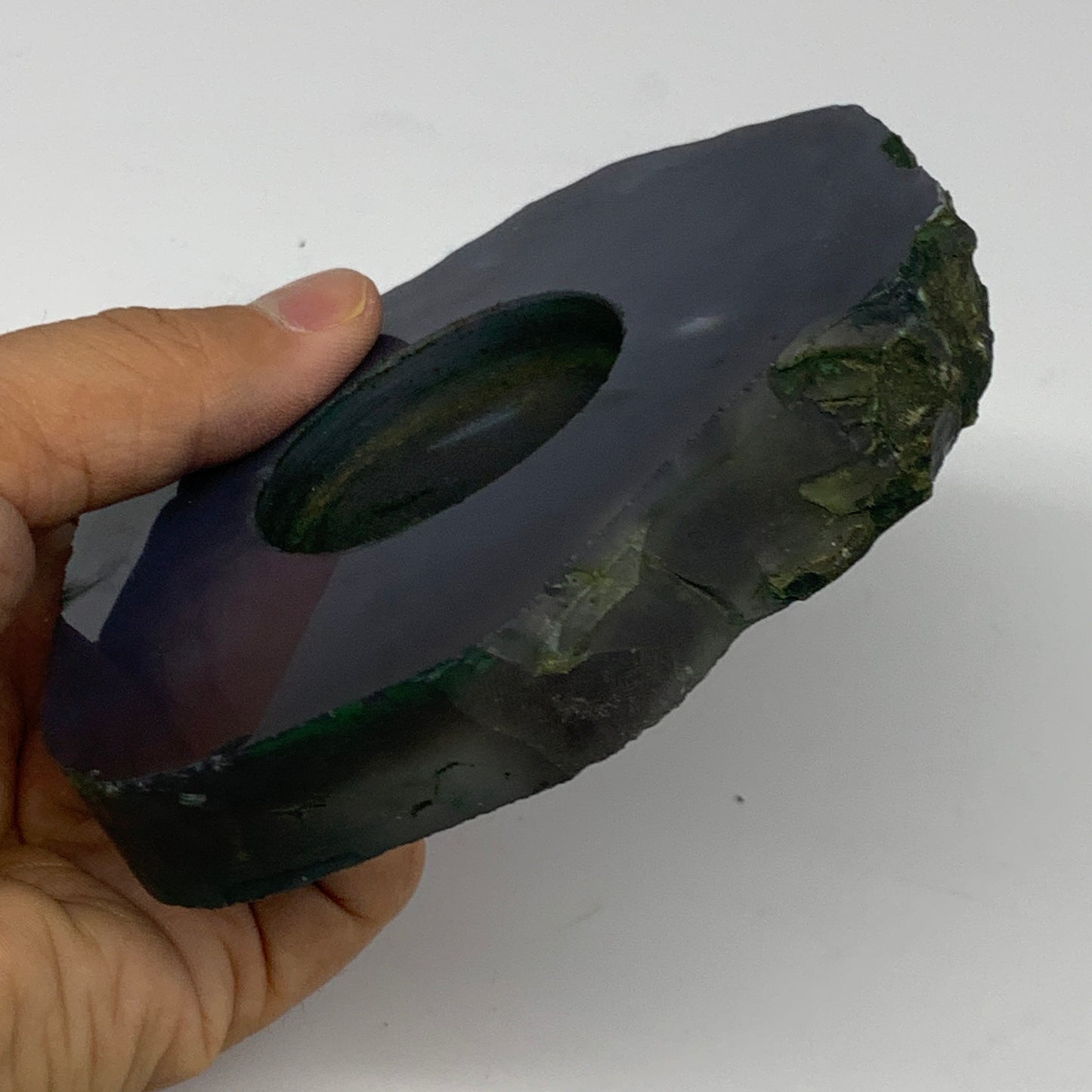 308.2g, 4"x3.9"x0.7", Dyed Agate Tea Light Candle Holder Crystal, B25584