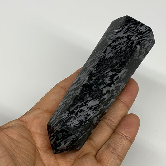 224.3g, 4.5" x 1.5" x 1.3" Indigo Gabro Merlinite Point Tower @Madagascar,B18349