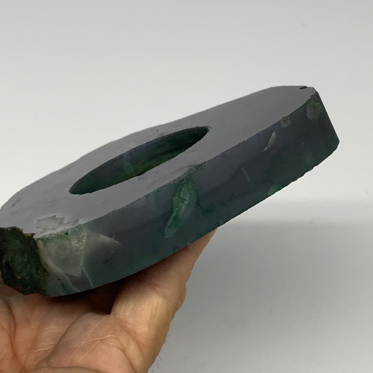 308.2g, 4"x3.9"x0.7", Dyed Agate Tea Light Candle Holder Crystal, B25584