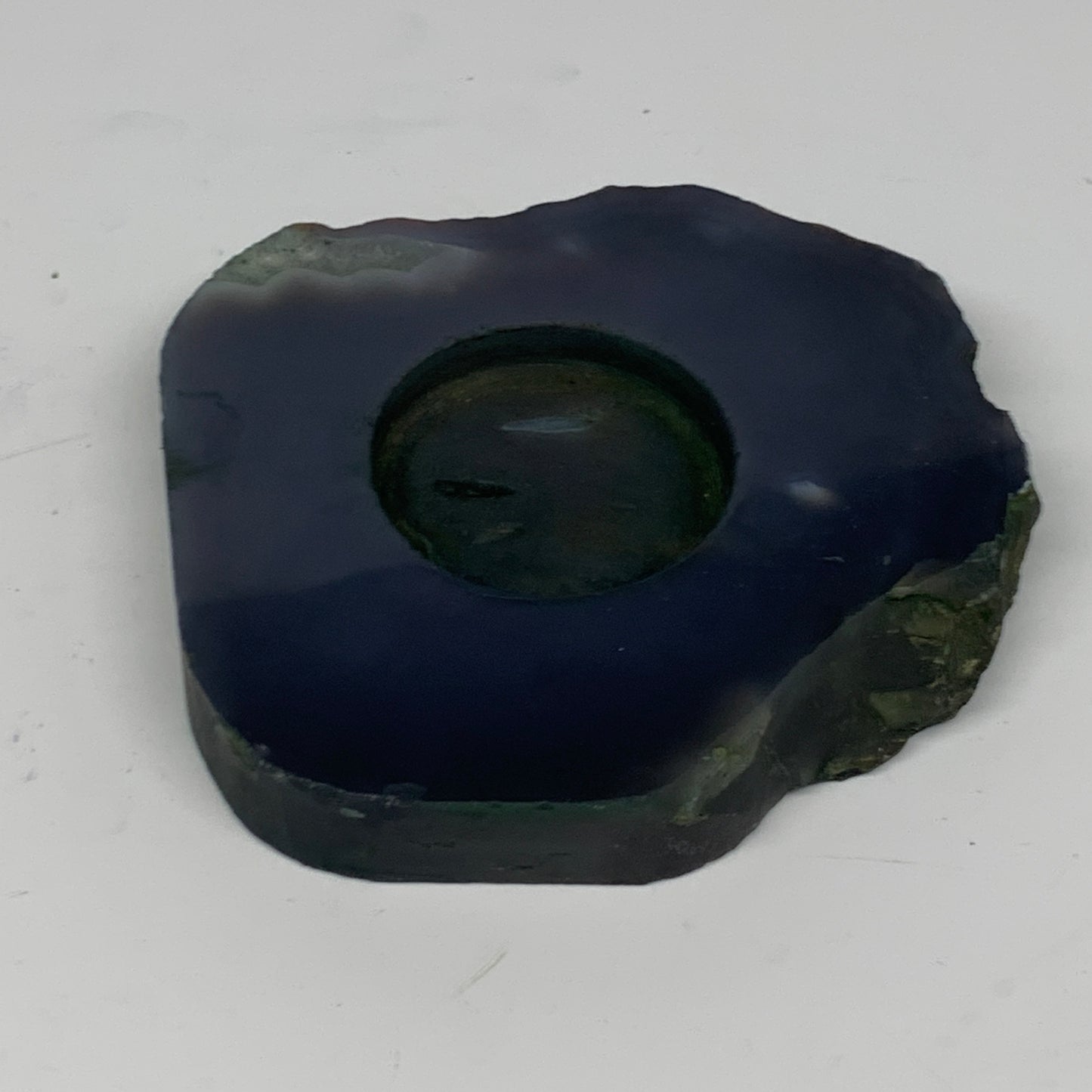 308.2g, 4"x3.9"x0.7", Dyed Agate Tea Light Candle Holder Crystal, B25584