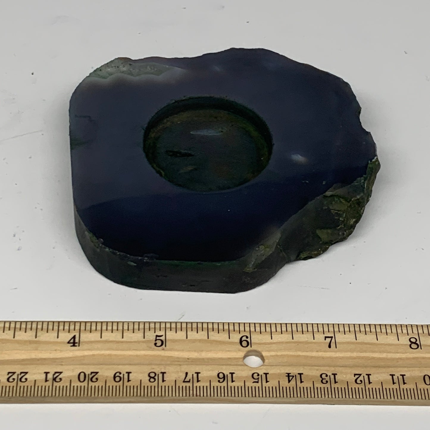 308.2g, 4"x3.9"x0.7", Dyed Agate Tea Light Candle Holder Crystal, B25584