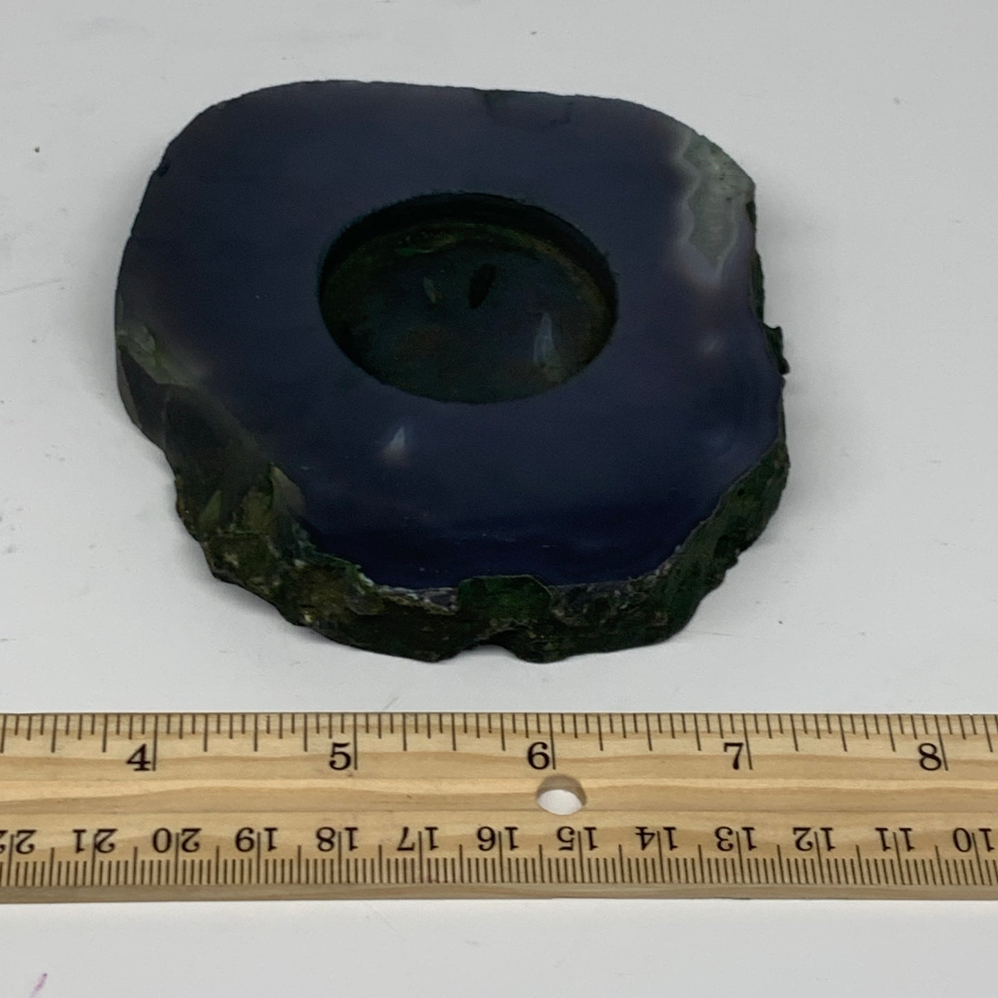 308.2g, 4"x3.9"x0.7", Dyed Agate Tea Light Candle Holder Crystal, B25584