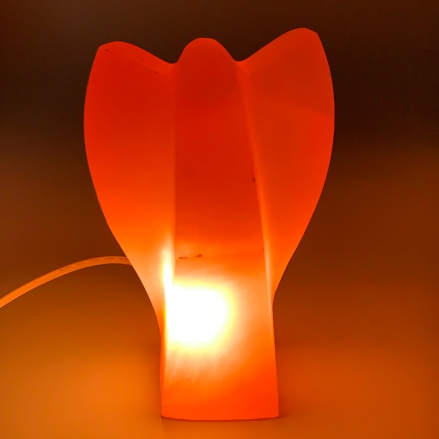 1886g, 7.75"x4.8"x2.9" Orange Selenite (Satin Spar) Angel Lamps @Morocco,B9430