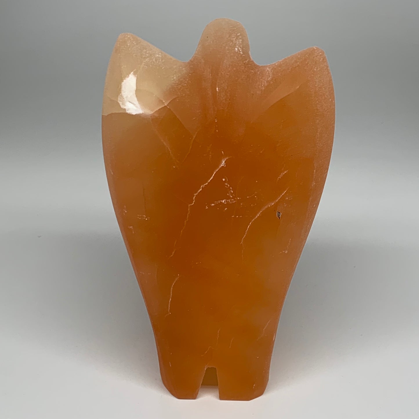 1886g, 7.75"x4.8"x2.9" Orange Selenite (Satin Spar) Angel Lamps @Morocco,B9430