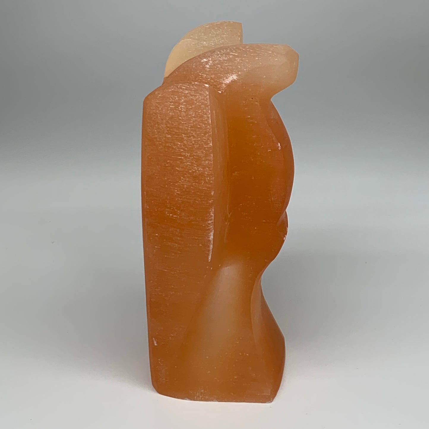 1886g, 7.75"x4.8"x2.9" Orange Selenite (Satin Spar) Angel Lamps @Morocco,B9430