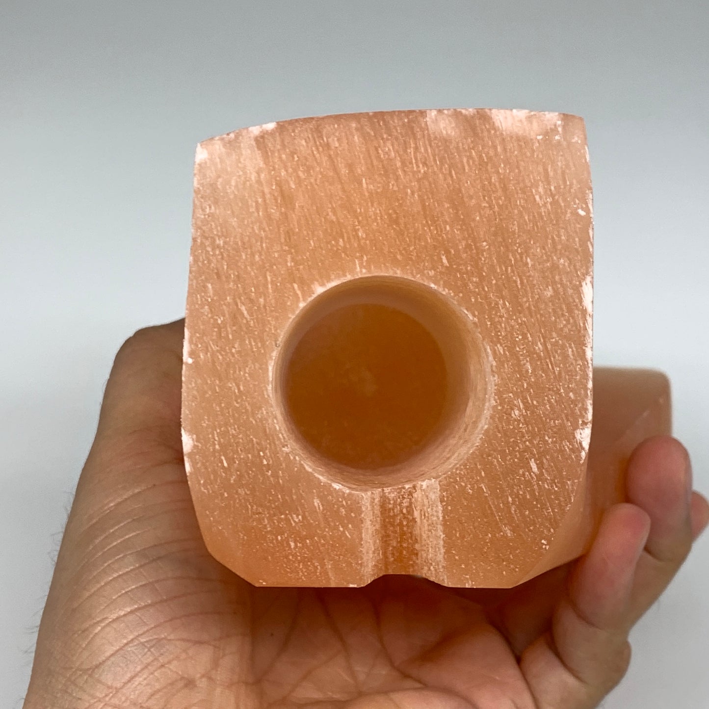 1886g, 7.75"x4.8"x2.9" Orange Selenite (Satin Spar) Angel Lamps @Morocco,B9430