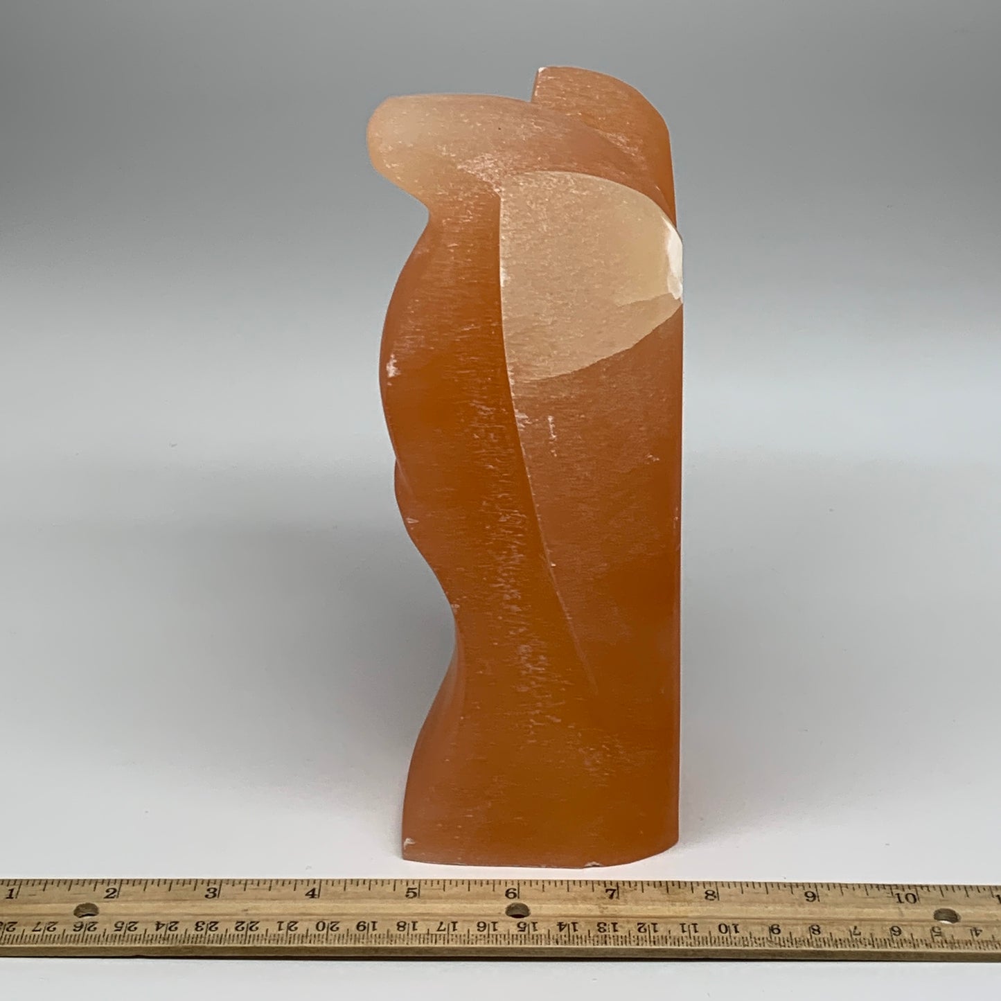 1886g, 7.75"x4.8"x2.9" Orange Selenite (Satin Spar) Angel Lamps @Morocco,B9430
