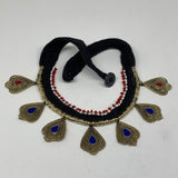 Turkmen Choker Vintage Afghan Kuchi Tribal Blue Fashion Glass Choker Necklace CN