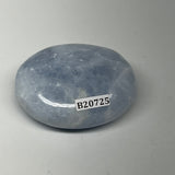 87.2g, 2.2"x1.7"x0.9" Blue Calcite Small Palm-Stone Tumbled @Madagascar, B20725