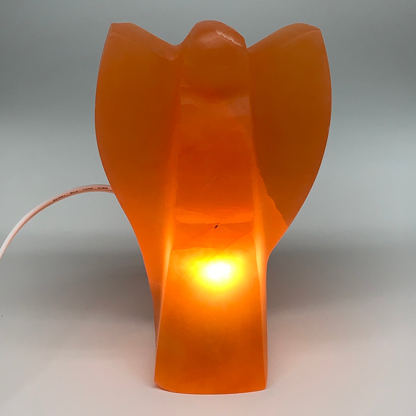 2020g, 7.5"x4.7"x3.2" Orange Selenite (Satin Spar) Angel Lamps @Morocco,B9431