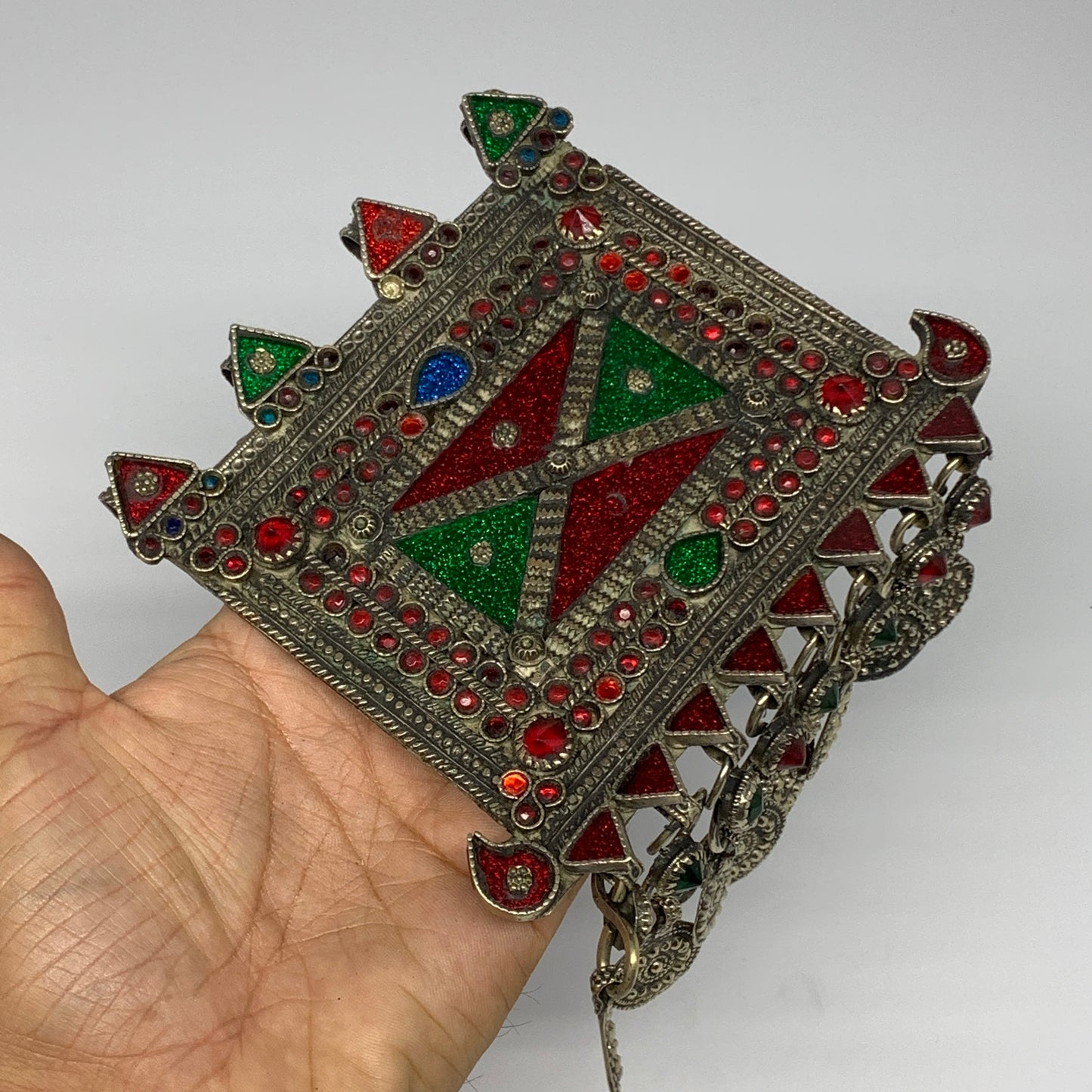252.2g, 7"x5.4", Kuchi Pendant Large Ethnic Tribal Gypsy, ATS, @Afghanistan,B143