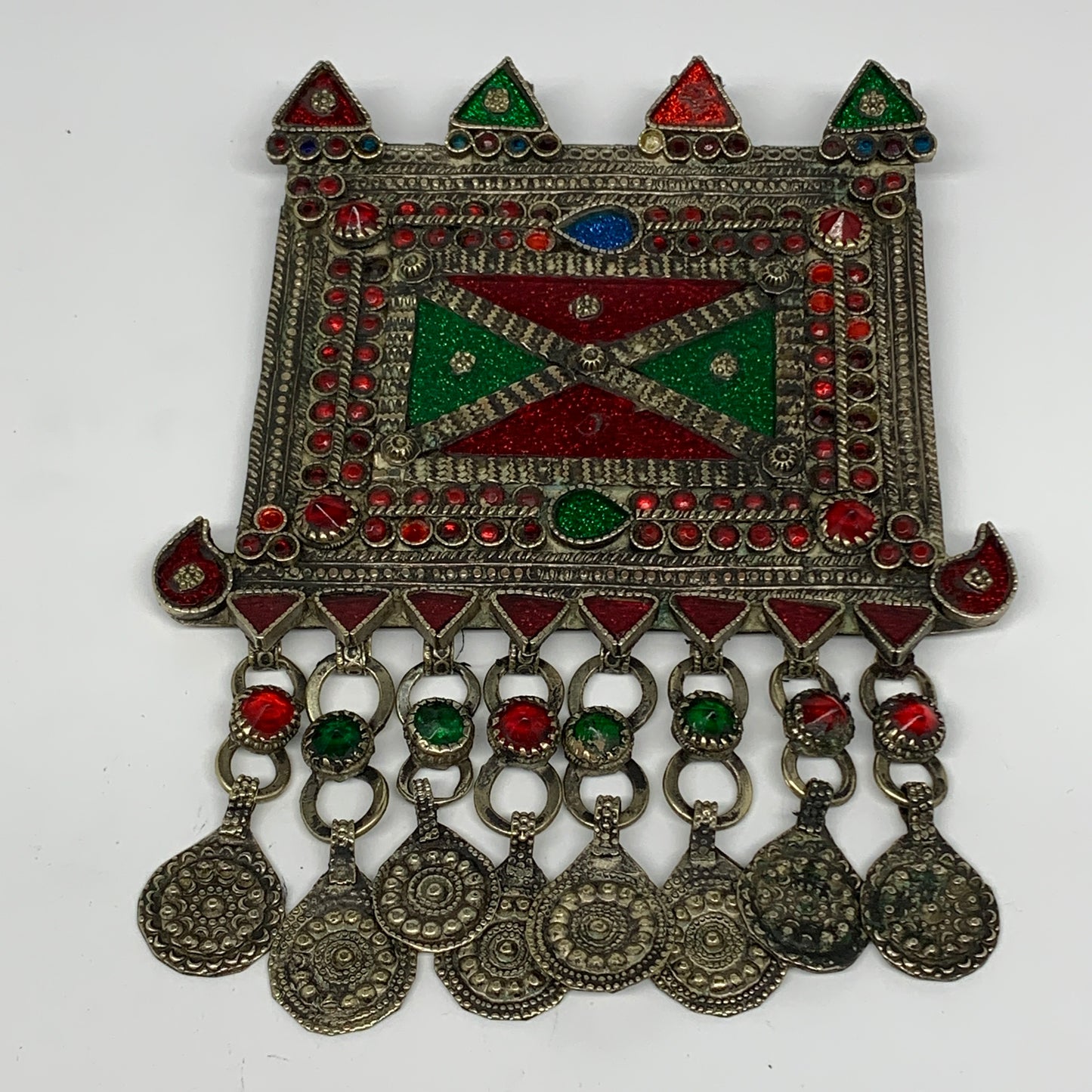 252.2g, 7"x5.4", Kuchi Pendant Large Ethnic Tribal Gypsy, ATS, @Afghanistan,B143