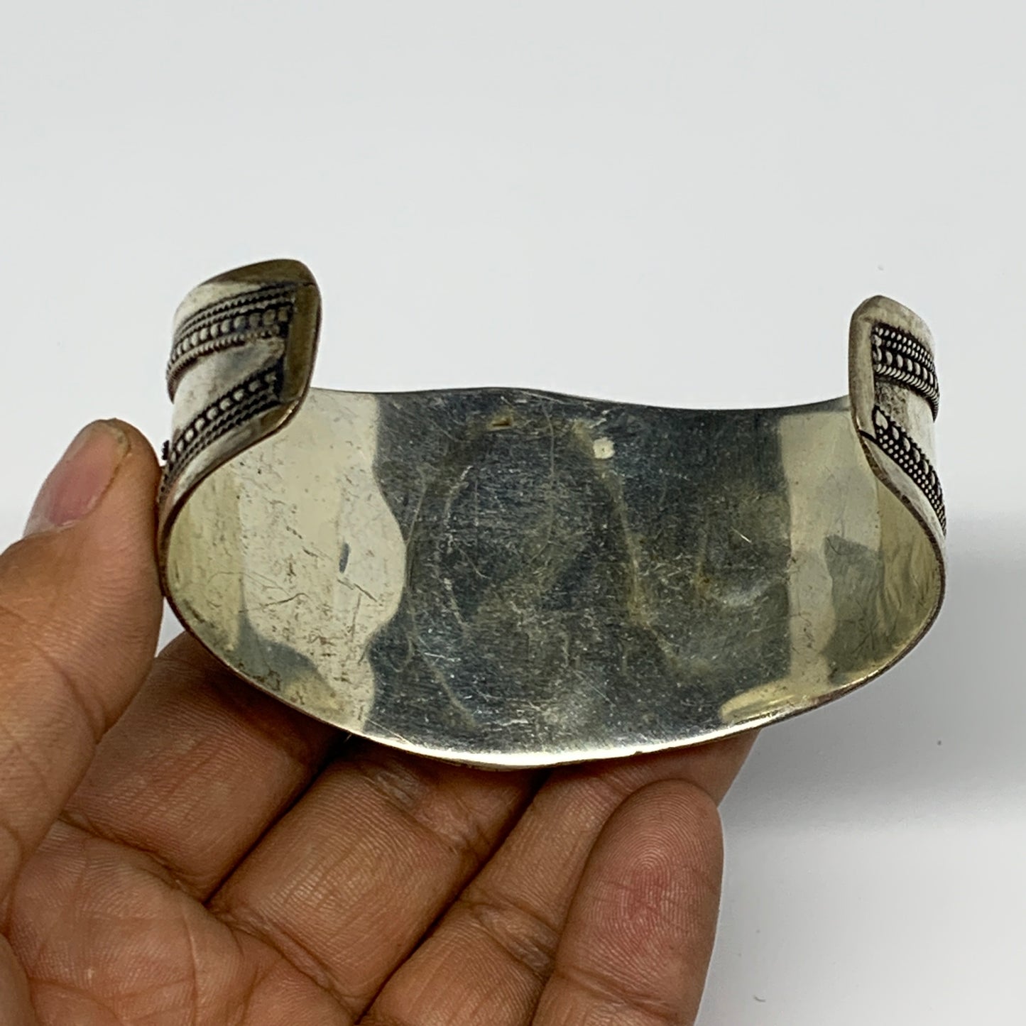 33.3g, 1.6" Red Carnelian Turkmen Cuff Bracelet Tribal Small Marquise, B13447