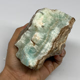 978g, 4.8"x3.4"x3.1", Rough Pistachio Calcite Chunk Mineral @Afghanistan, B24595