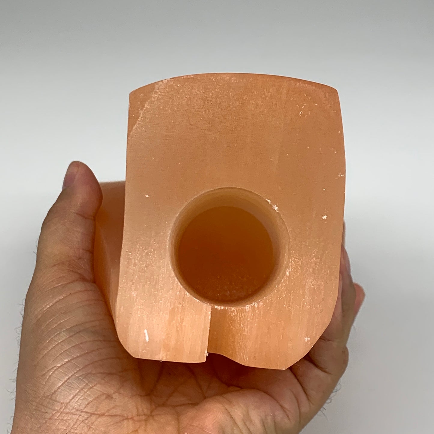 2020g, 7.5"x4.7"x3.2" Orange Selenite (Satin Spar) Angel Lamps @Morocco,B9431