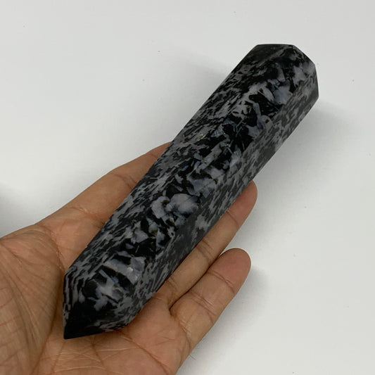 293g, 6.2" x 1.3" x 1.3" Indigo Gabro Merlinite Point Tower @Madagascar,B18352